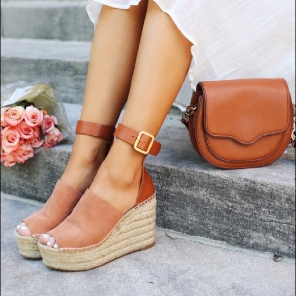 Chloe Espadrille Sandals Ankle Strap Platform US 9
